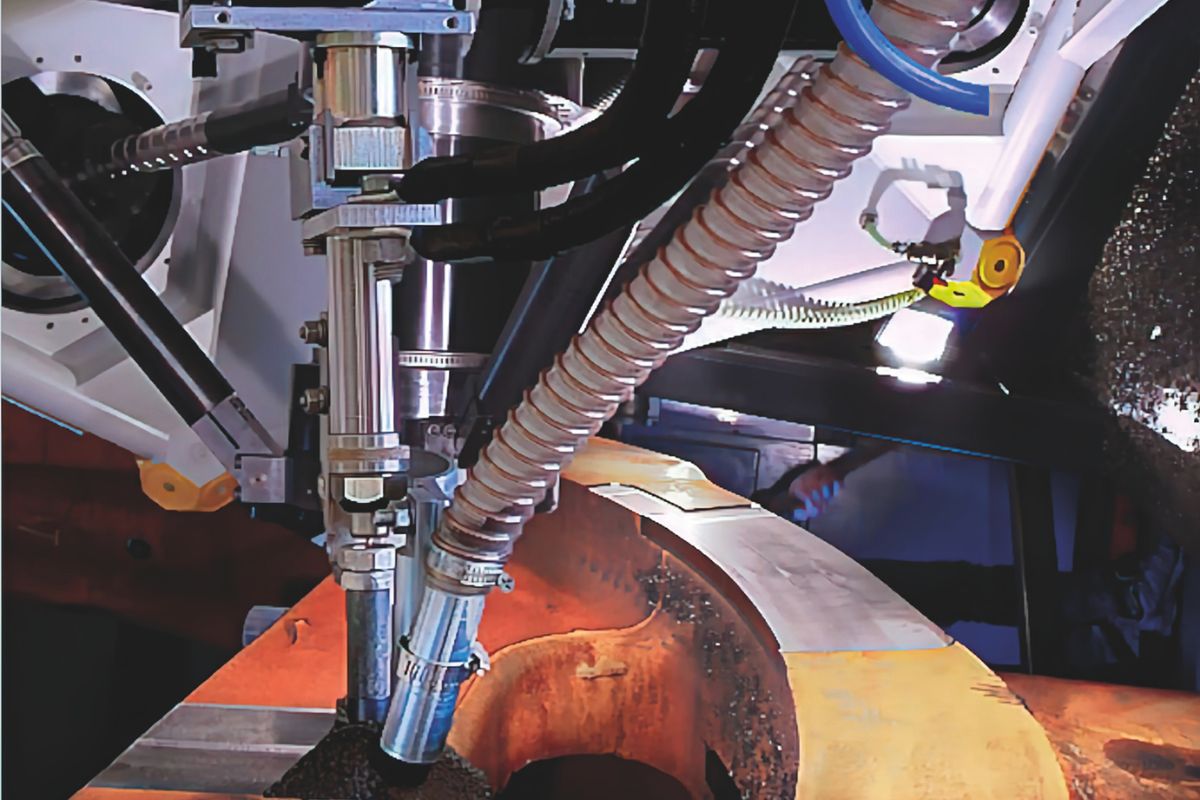 Fotorealistische Darstellung eines Produktionsszenarios mit Energie und Emissionsmonitoring